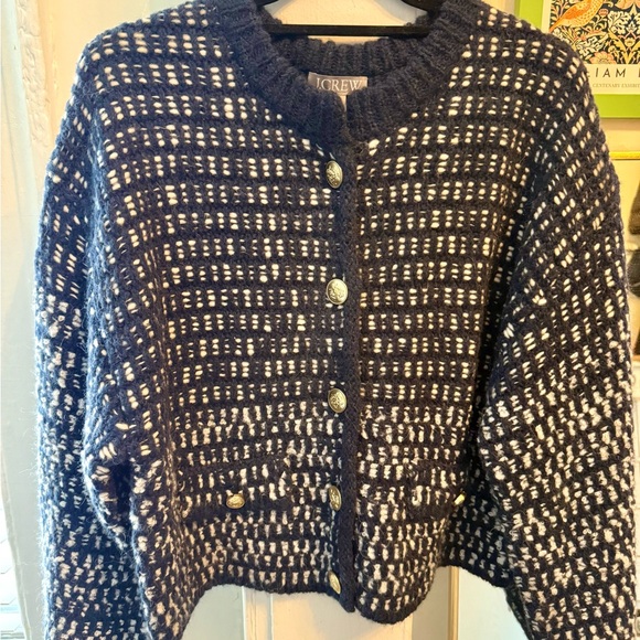 J.Crew Tweed Button-Up Sweater Jacket - Picture 3 of 4